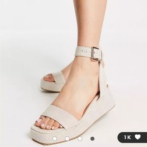 ASOS DESIGN Tati flatform sandals in natural fabrication size 5 NWOB